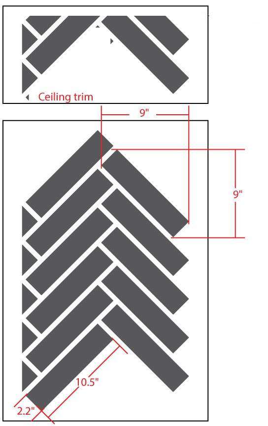 Herringbone Pattern Wall Stencil - Self-Adhesive