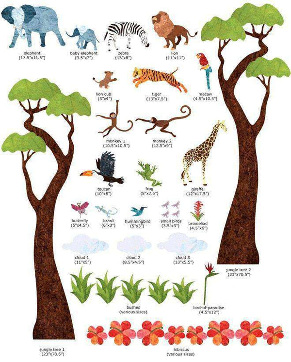 Jungle Safari Wall Decal Sticker Kit - JUMBO SET - My Wonderful Walls