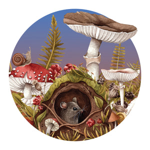 Mouse and Mushrooms Wall Decal