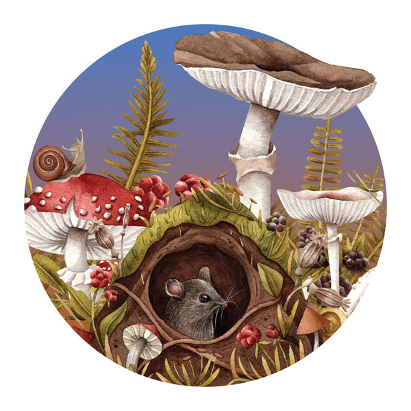 Mouse and Mushrooms Wall Decal