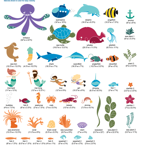 under the sea wall stencils