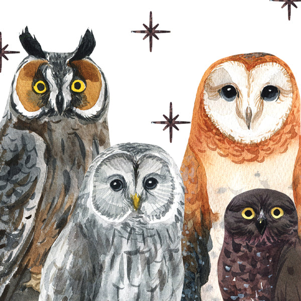 Watercolor Owl Pattern Wall Decal Set