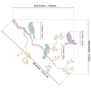 Pastel Birds and Tree Branch Wall Decal Set