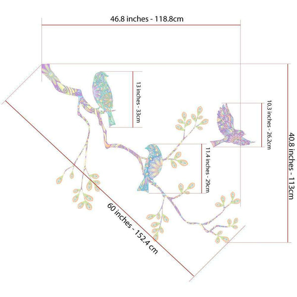 Pastel Birds and Tree Branch Wall Decal Set