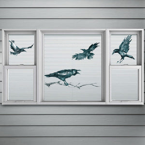 Raven Halloween Decals - Set of 4 Watercolor Ravens and Tree Branch - My Wonderful Walls