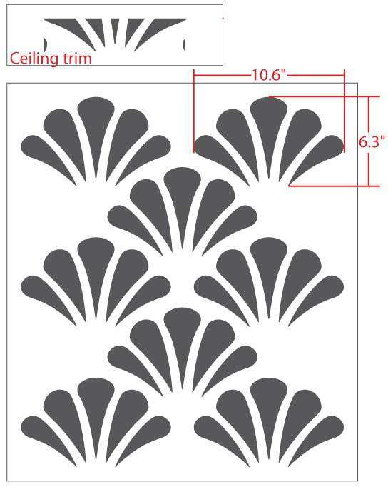 Scallop Shell Pattern Wall Stencil - Self-Adhesive
