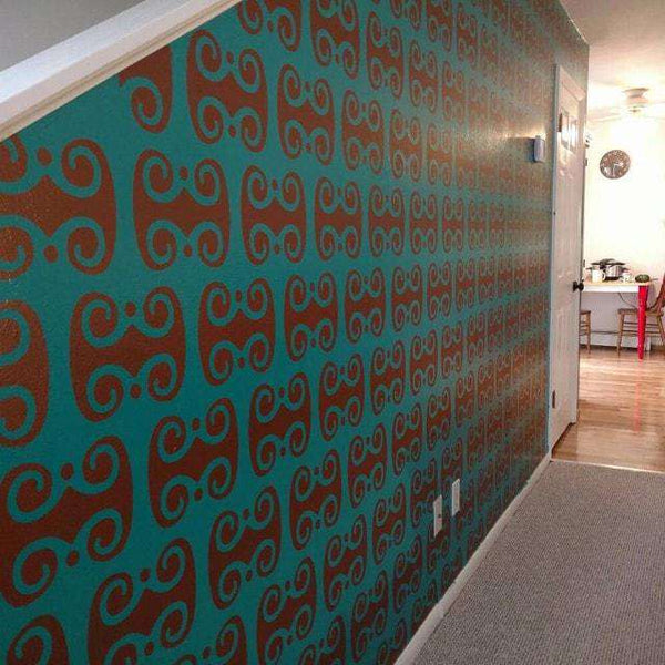 Tiki Curl Pattern Allover Stencil for Wall Accent