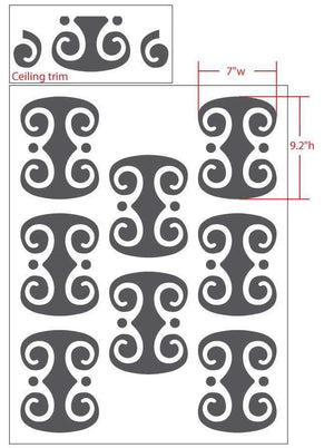 Tiki Curl Pattern Allover Stencil for Wall Accent