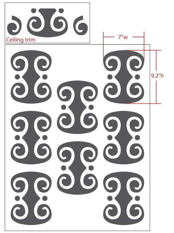 Tiki Curl Pattern Allover Stencil for Wall Accent
