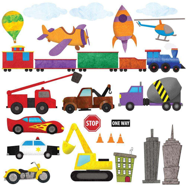 Train, Car, Airplane, Construction, Truck, and City Wall Stickers – Peel & Stick Decals for Nursery and Kid Rooms