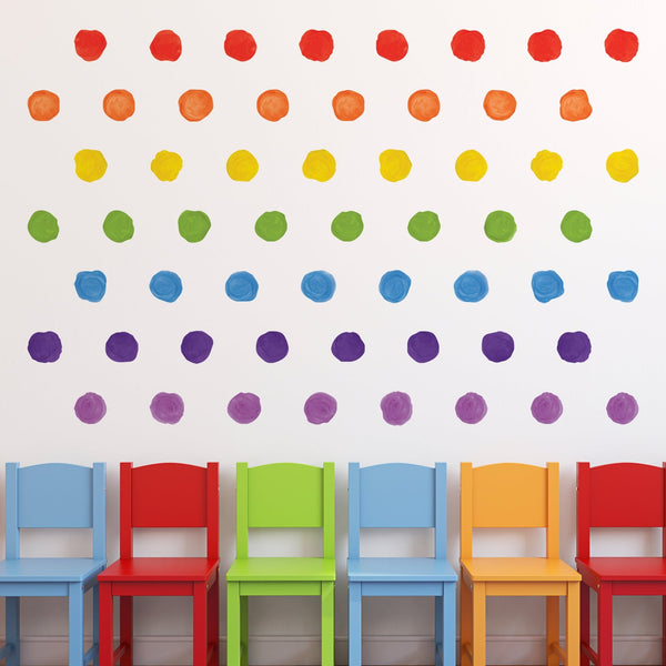 Watercolor Polka Dot Wall Decals - Rainbow Colors - My Wonderful Walls