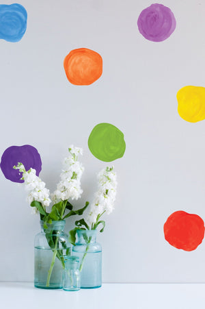 Watercolor Polka Dot Wall Decals - Rainbow Colors - My Wonderful Walls