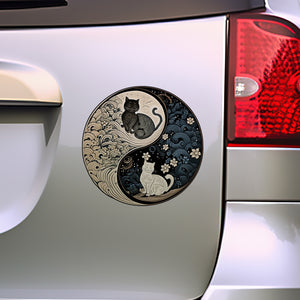 black cat white cat ying yang car decal